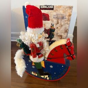 Kirkland Signature Santa Wooden Nutcracker on Rocking Horse Christmas Decor